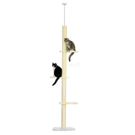 SEVOBAL 4 Tier Tall Cat Tower, Floor to Ceiling Cat Tree, Sisal Scratching Posts, Toy Ball for Indoor Cats, Yellow,(18.5"*13.5"*102.25") image {5}