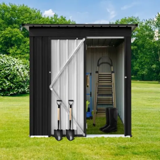 CAVINAS Outdoor Storage Shed With Lockable Doors Galvanized Metal Garden Shed for Patio image {3}