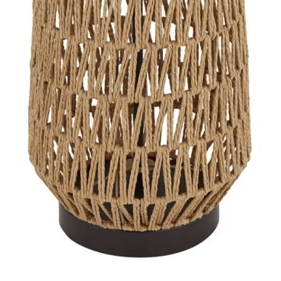 360 Lighting San Carlos Modern Coastal Table Lamp 29" Tall Natural Rattan Wicker Oatmeal Fabric Drum Shade for Bedroom Living Room Bedside Nightstand image {6}