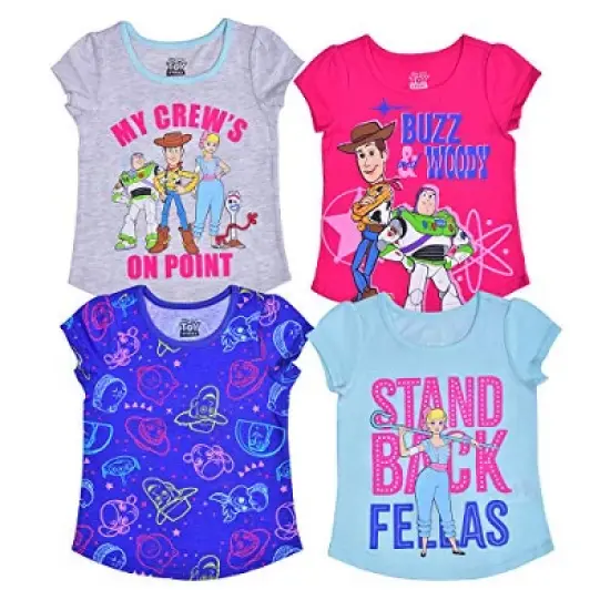 Disney Girl's 4-Pack Stand Back Fellas Toy Story Short Sleeve Graphic Tees for Toddler image {9}