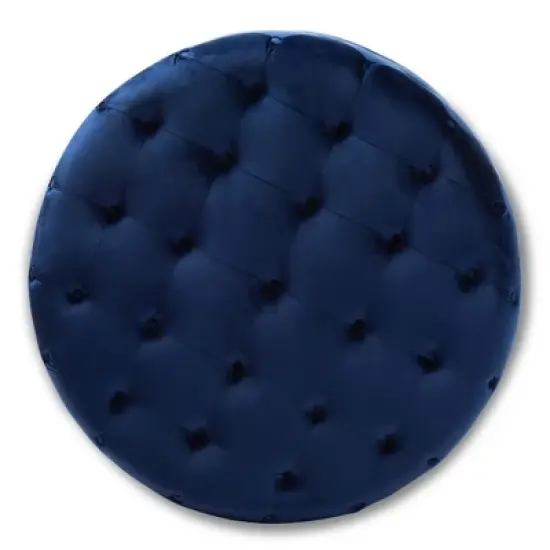 Cardiff Velvet Fabric Upholstered Button Tufted Cocktail Ottoman Blue - Baxton Studio image {1}