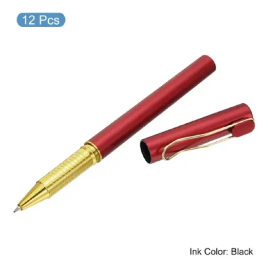Unique Bargains Metal Smooth Writing Office Reusable Gel Ink Rollerball Pens 12 Pcs image {2}