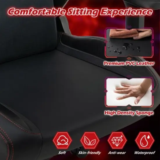 Costway Gaming Chair Ergonomic High Back Computer Chair with Rocking Function & 2D Armrests image {6}