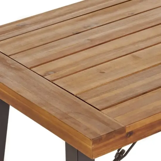 Montgomery 6pc Acacia & Wicker Dining Set - Teak/Brown - Christopher Knight Home image {2}