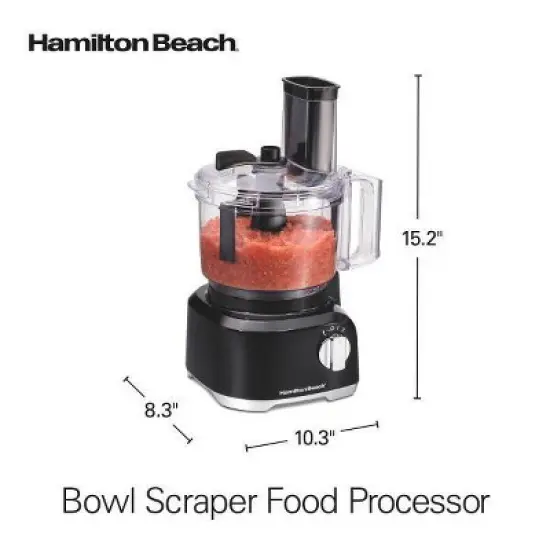 Hamilton Beach Bowl Scraper Food Processor Black - 70743: 450W, 2 Speeds, Dishwasher-Safe, 64oz Capacity, Chops, Full-Size image {8}