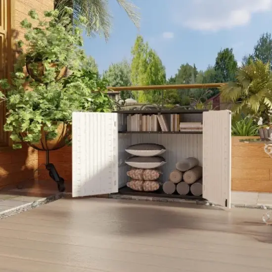 4.18 ft. W x 2.42 ft. D Durable Resin Storage Shed, Weather-Resistant Outdoor Storage Cabinet for Home, Patio and Garage image {4}