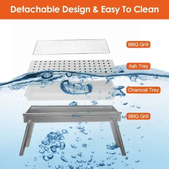 KTMBDW Portable Barbecue Charcoal Grill, Folding Portable BBQ Tool Kits for Outdoor Cooking Camping Hiking Picnics Tailgating Backpacking, Black image {4}