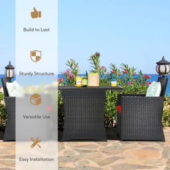 Costway 3PCS Patio Rattan Furniture Set Cushion Sofa Armrest Garden Deck image {5}