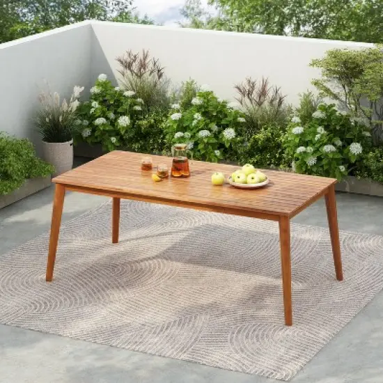 Christopher Knight Home Veronica Outdoor Rustic Acacia Wood Dining Table with Slatted Design image {8}