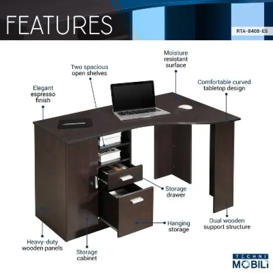 Classic Office Desk with Storage - Techni Mobili image {4}