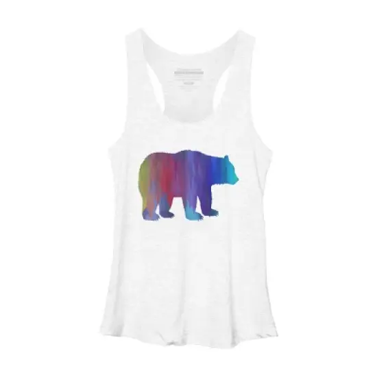 Design By Humans Rainbow Watercolor Artistic Bear By Maryedenoa Racerback Tank Top image {5}