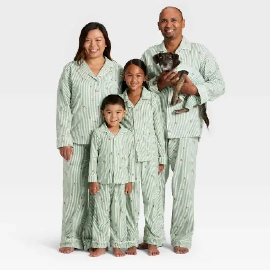 Kids' Gingerbread Striped Long Sleeve Shirt and Pants Holiday Matching Family Pajama Set - Wondershop&trade; Cream image {4}