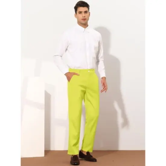 Lars Amadeus Men's Slim Fit Flat Front Solid Color Skinny Business Dress Pants image {3}