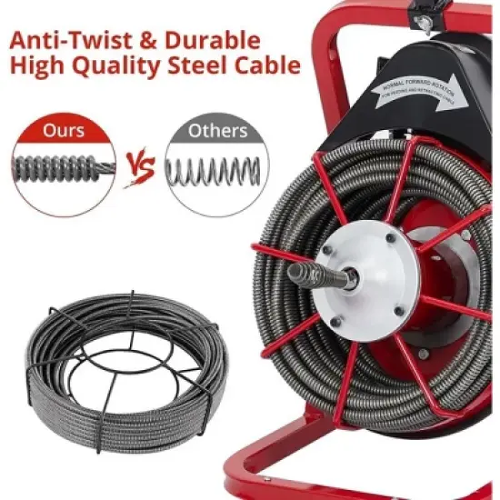 75 Ft X 3/8 Inch Drain Cleaner Machine Electric Drain Auger Auto Feed With Kits image {3}