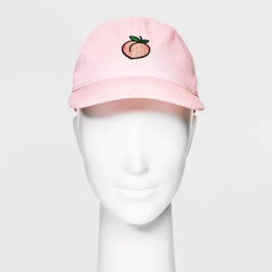 Peach Emoji Baseball Hat - Pink image {1}