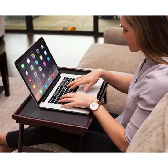 BirdRock Home Bamboo Lap Tray with Adjustable Top - Walnut image {2}