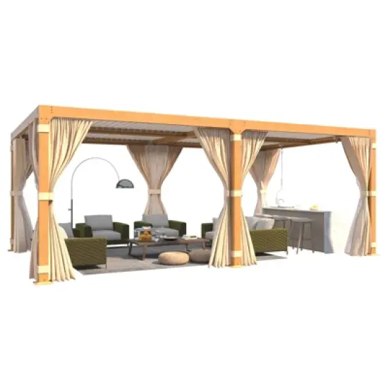 Erommy 12' x 20' Outdoor Louvered Pergola with Adjustable Aluminum Frame Rainproof Roof image {4}