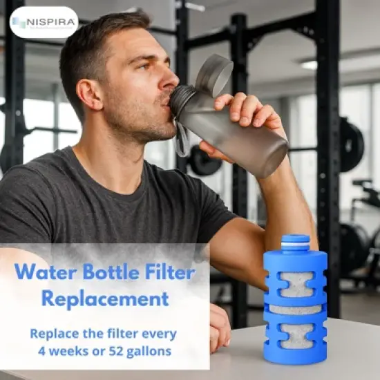 Nispira Activated Carbon Water Filter Replacement Compatible with Philips GoZero Fitness Water Bottle, 3 Pcs image {1}