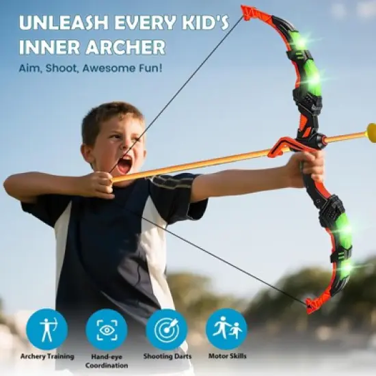 Vatos 2 Pack Bow and Arrow Toy for Kids Outdoor Activity Toys Birthday for Boys Girls 5-12 Year Old image {2}