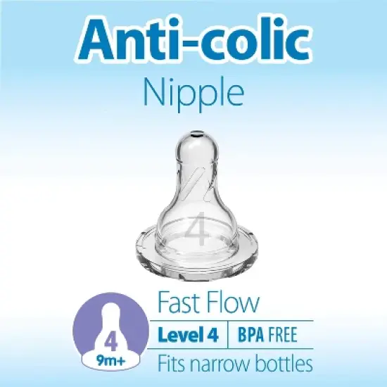 Dr. Brown's Level 4 Narrow Baby Bottle Silicone Nipple - Fast Flow, 6pk - 9m+ image {2}