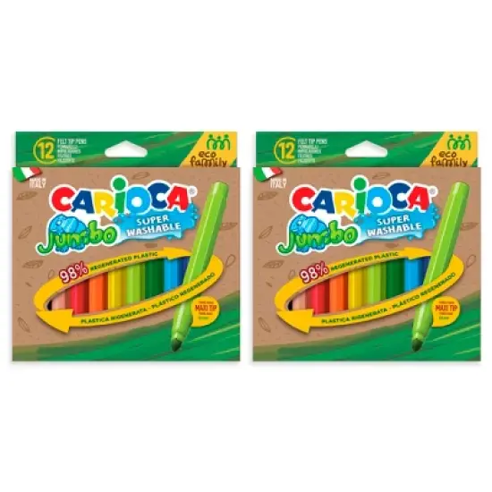 CARIOCA Eco Family Jumbo Maxi Tip Washable Felt Tip Pens, 12 Per Pack, 2 Packs image {6}