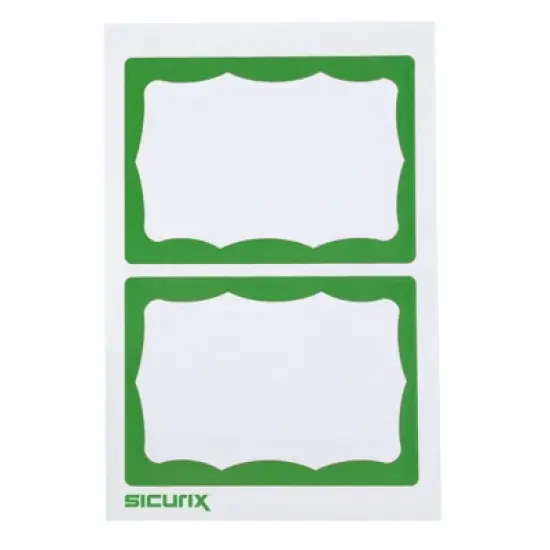 SICURIX Adhesive Badges, Green Border, 100 Per Pack, 6 Packs image {1}