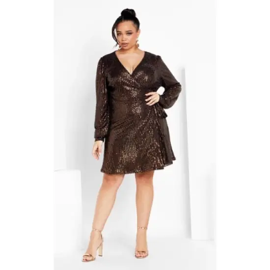 Women's Plus Size Party Glow Dress - bronze | CITY CHIC image {1}