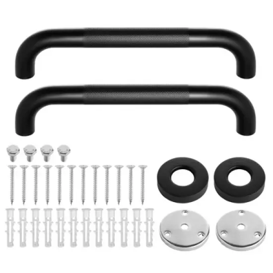 Built Industrial 2 Pack Grab Bars for Bathtubs and Showers, 12 Inch Anti-Slip Handle for Elderly, Handicap, Seniors, Black image {7}