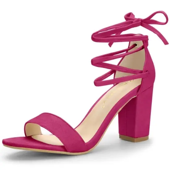 Allegra K Women's Tie Up Strappy Chunky High Heels Sandal image {11}
