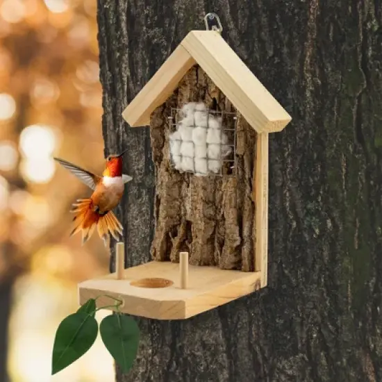 Uncle Dunkels Backyard Hummingbird Nester; Rustic Handmade Hummingbird Nest Builder image {1}