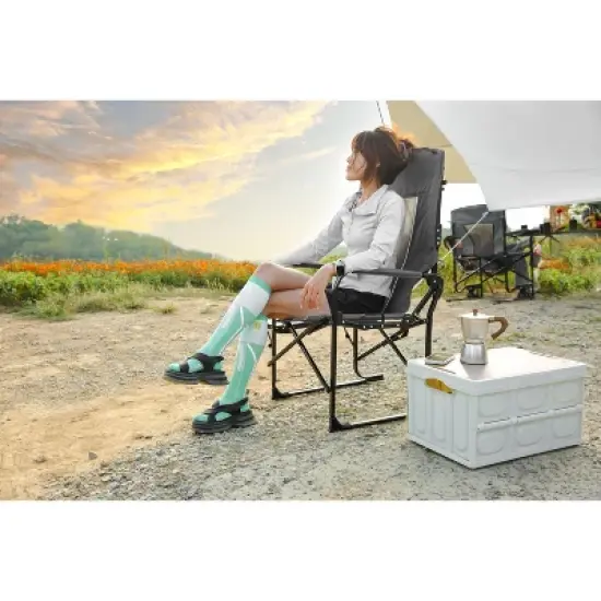 PAGED Camping Chairs with Side Table and Pocket,Outdoor Portable Chairs with High Back,Folding Chairs for Lawn,Beach image {5}