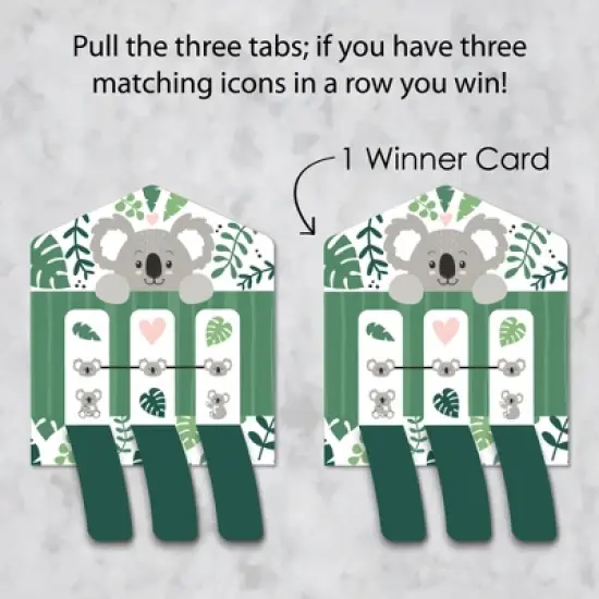 Big Dot of Happiness Koala Cutie - Bear Birthday Party and Baby Shower Game Pickle Cards - Pull Tabs 3-in-a-Row - Set of 12 image {2}