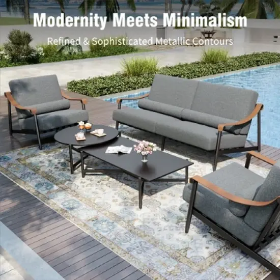 Captiva Designs Outdoor Patio Oversized Modern Luxury Conversation Sofa Set with Extra Thick Cushion and Coffee Table image {4}