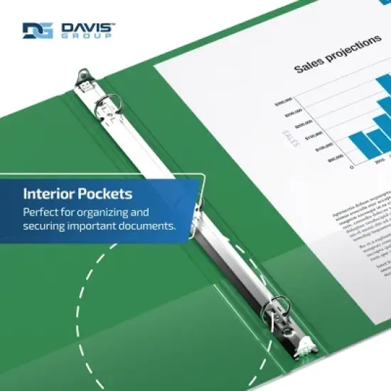 Davis Group 6pk 1" Premium Economy Round Ring Binders Green: Hard Cover, 200 Sheet Capacity, 2 Pockets, Polypropylene image {5}