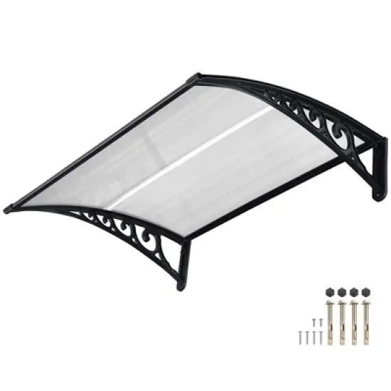 Yescom 39"X29" Window Awning Door Canopy Polycarbonate Anti-UV30+ Cover Outdoor Rain Snow Protection Patio White Board image {9}
