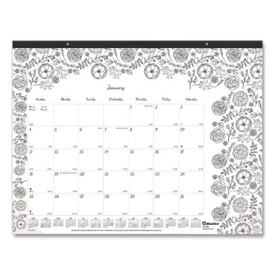 Monthly Desk Pad Calendar, Monthly Coloring Artwork, 22 x 17, Black Binding, Clear Corners, 12-Month (Jan to Dec): 2026 image {4}