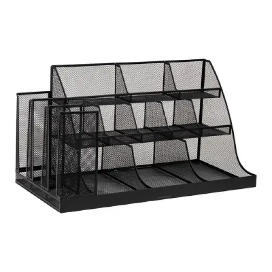 Mind Reader Metal Cup and Condiment Organizer Black: Coffee Station & Bar Accessories, Espresso Coffee Organizer image {2}
