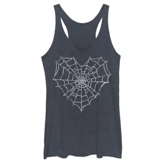 Women's Lost Gods Halloween Heart Spider Web Racerback Tank Top image {4}