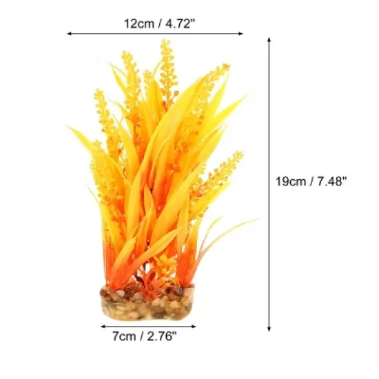 Unique Bargains Aquarium Plants Decorations Artificial Aquatic Plant Orange 7.48" 1 Pcs image {3}