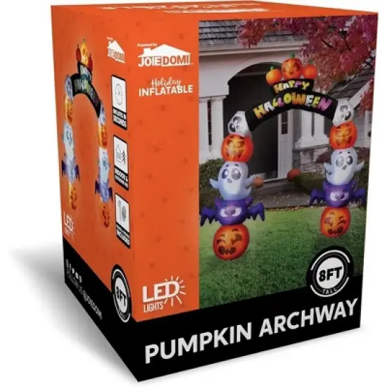 Joyfy 8 FT Halloween Inflatables Outdoor Decoration, Inflatable Pumpkin Archway with Build-in LEDs for Halloween Indoor Outdoor Yard Lawn Decoration image {8}