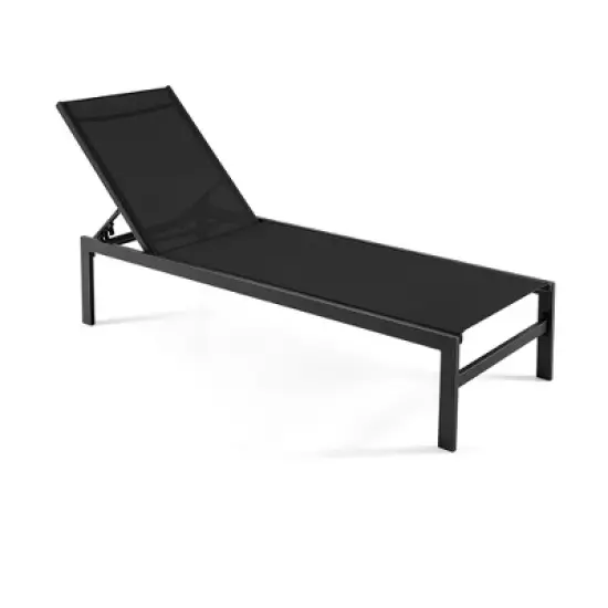Tangkula Patio Chaise Lounge Adjustable Lounge Chair W/ 6-Position Backrest Black image {8}