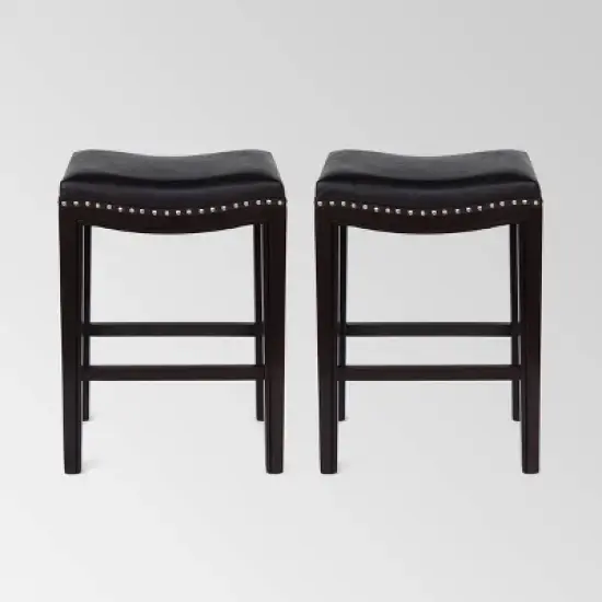 Set of 2 Tiffin Contemporary Studded Counter Height Barstools - Christopher Knight Home image {3}