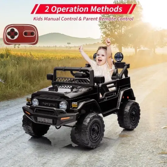 Electric Car, Licensed Toyota 12V Ride-On Car, for Kids with RC, Music, LED Lights, Double Doors, Safety Belt image {2}