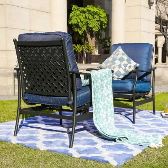 2pc Steel Outdoor Patio Accent Chairs - Lokatse
 image {10}