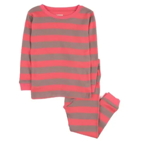 Leveret Kids Two Piece Cotton Striped Girls Pajamas image {7}