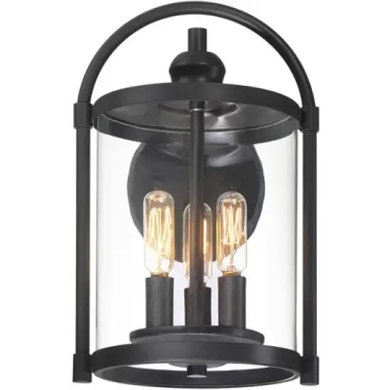 John Timberland Avani Modern Outdoor Wall Light Fixture Black Lantern 13" Clear Cylinder Glass for Post Exterior Barn Deck House Porch Yard Patio Home image {2}