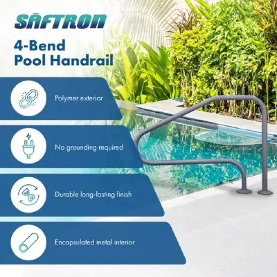 Saftron RTD-448-GG 4 Bend Swimming Pool Mounted Polymer Handrail, Gray (2 Pack) image {1}