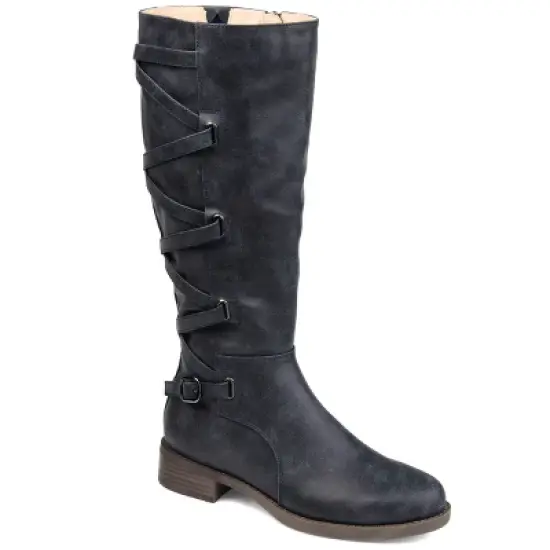 Journee Collection Womens Carly Wide Calf Stacked Heel Riding Boots image {11}