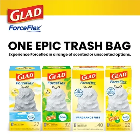Glad ForceFlex Drawstring Fragrance Free Trash Bags - 13gal/100ct image {9}