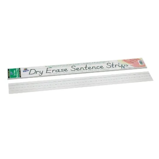 Pacon&reg; Dry Erase Sentence Strips, White, 1-1/2" X 3/4" Ruled, 3" x 24", 30 Strips image {1}
